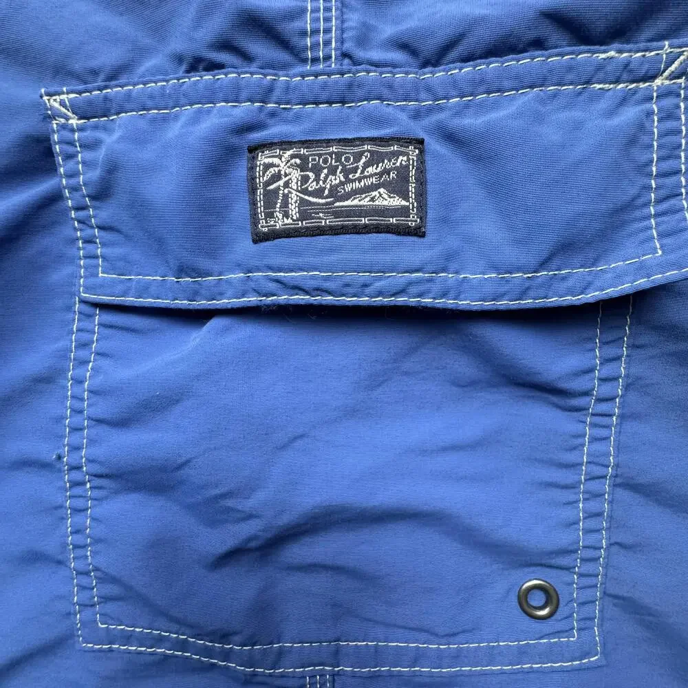Polo Ralph Lauren Shorts Mens Large Blue Swim Trunks Mesh Lined Cargo Pocket